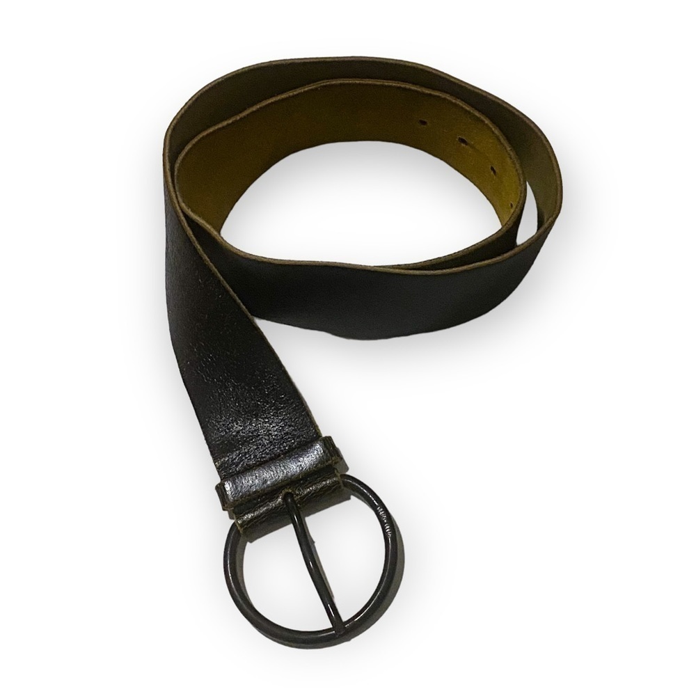 Miu Miu Brown Belt, Distressed Leather, Wide, Large Buckle, Size 95/38